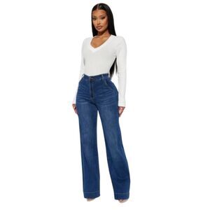 Fashion Nova Margot Stretch‎ Trouser Jeans - Dark Wash